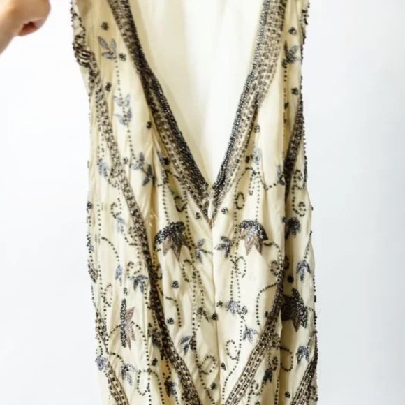 Vintage 90’s 100% Silk Beaded Dress Silk Slip Dress Backless White Gown Prom Y2K - Picture 10 of 16
